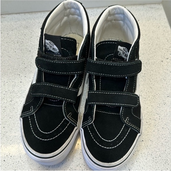 Vans Black and White SK8-Mid Sneakers with Velcro Straps - Picture 2 of 4
